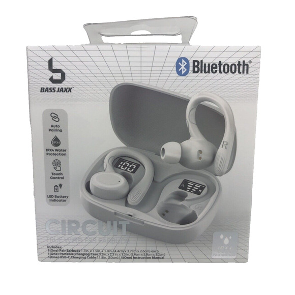 Bass Jaxx Bluetooth Wireless Earbuds Circuit iPhone iPad Android Compatible IPX4 - Picture 1 of 9